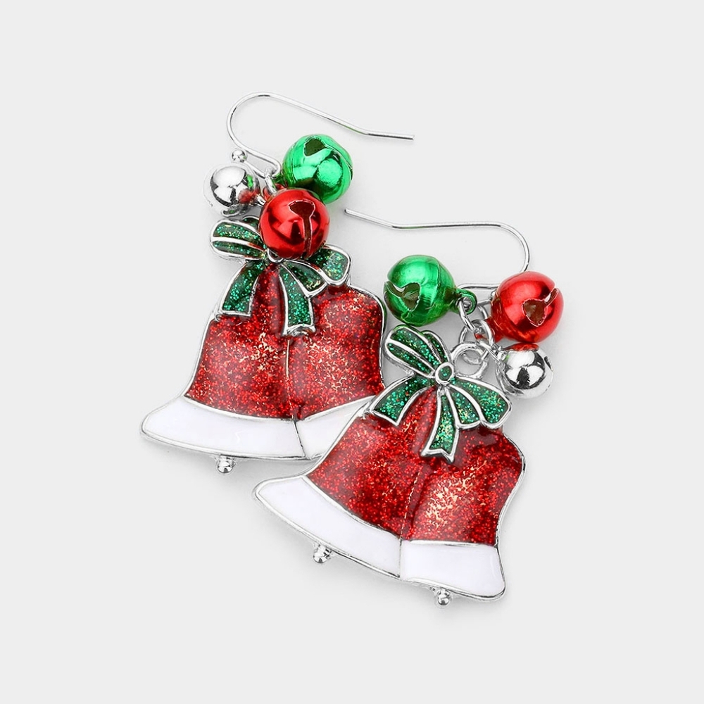 Sparkle Christmas Theme Bell Dangle Earrings